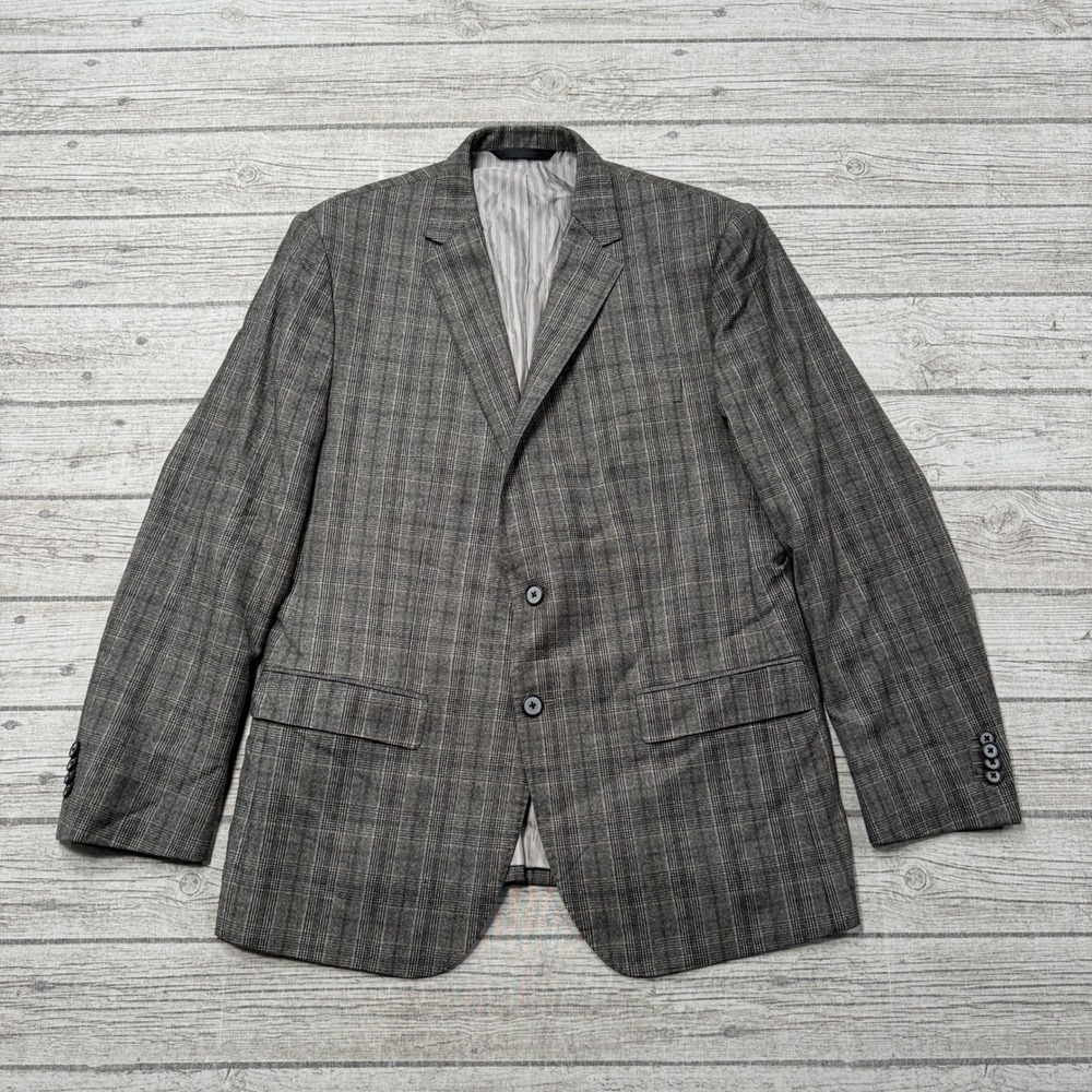 Banana Republic Blazer Men's 42S Brown Plaid Wool Two Button Tailored Sport Coat
